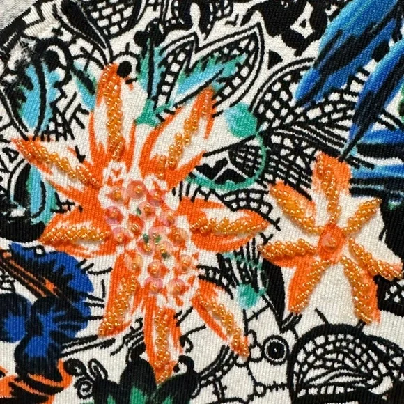 Peck & Peck beads floral quarter sleeves blouse Size Medium - Picture 4 of 4